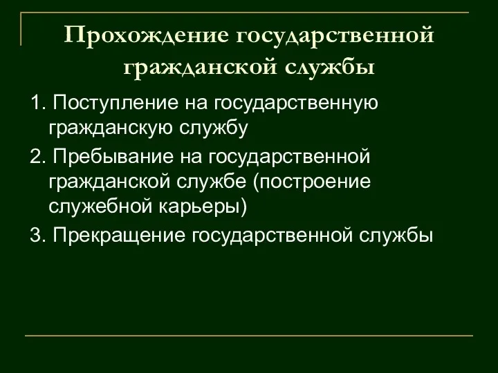 Прохождение государственной гражданской службы 1. Поступление на государственную гражданскую службу