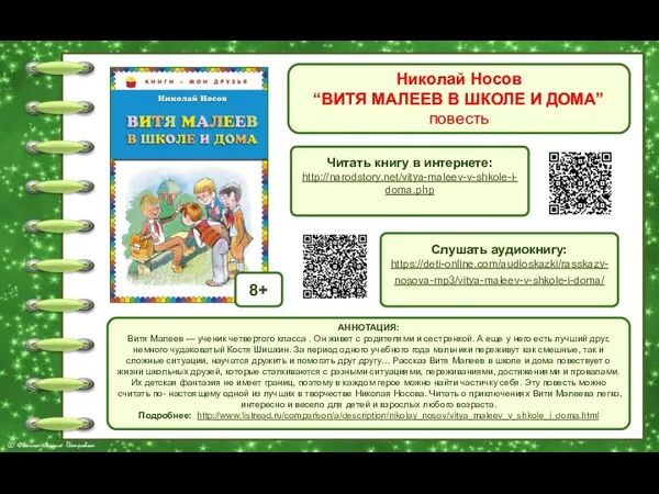 Николай Носов “ВИТЯ МАЛЕЕВ В ШКОЛЕ И ДОМА” повесть Обложка