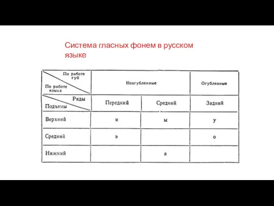 Система гласных фонем в русском языке