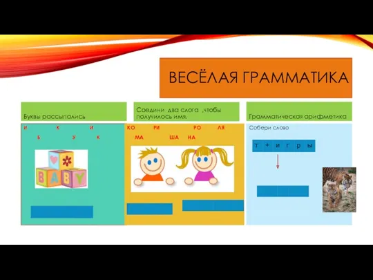 ВЕСЁЛАЯ ГРАММАТИКА Буквы рассыпались И К И Б У К