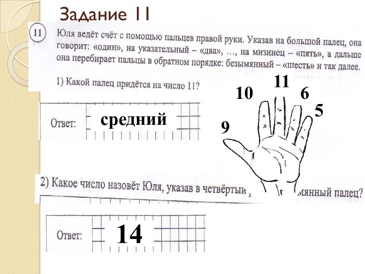 Задание 11 1 2 3 4 5 6 7 8 9 10 11 средний 14