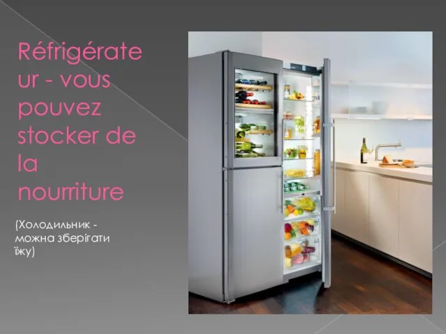 Réfrigérateur - vous pouvez stocker de la nourriture (Холодильник - можна зберігати їжу)