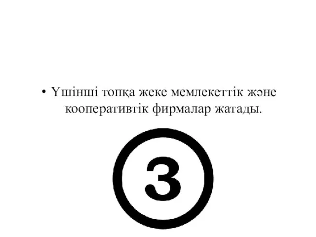 Үшінші топқа жеке мемлекеттік және кооперативтік фирмалар жатады.