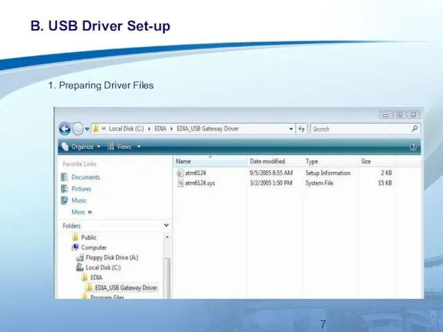 B. USB Driver Set-up 1. Preparing Driver Files