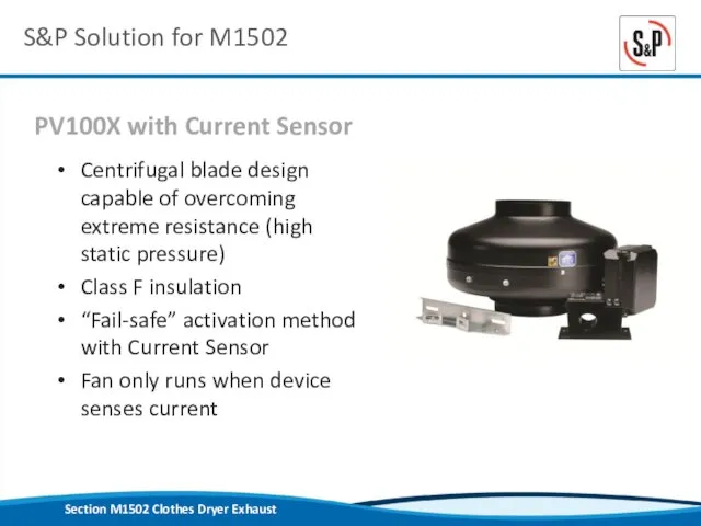 S&P Solution for M1502 Centrifugal blade design capable of overcoming