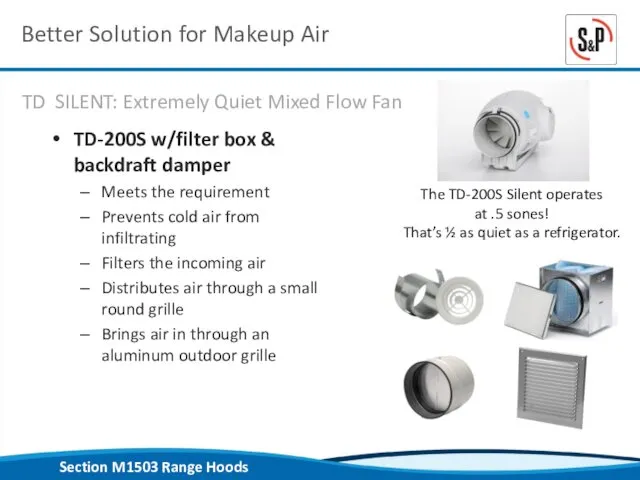 Better Solution for Makeup Air TD-200S w/filter box & backdraft