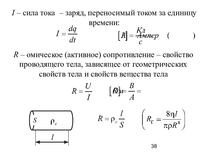 I – сила тока – заряд, переносимый током за единицу