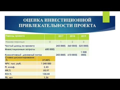 ОЦЕНКА ИНВЕСТИЦИОННОЙ ПРИВЛЕКАТЕЛЬНОСТИ ПРОЕКТА