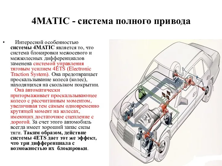 4MATIC - система полного привода Интересной особенностью системы 4MATIC является