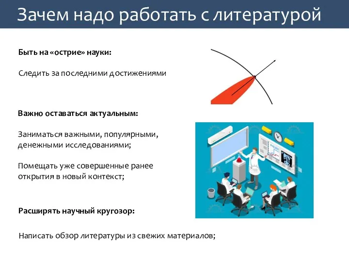 Зачем надо работать с литературой Расширять научный кругозор: Написать обзор