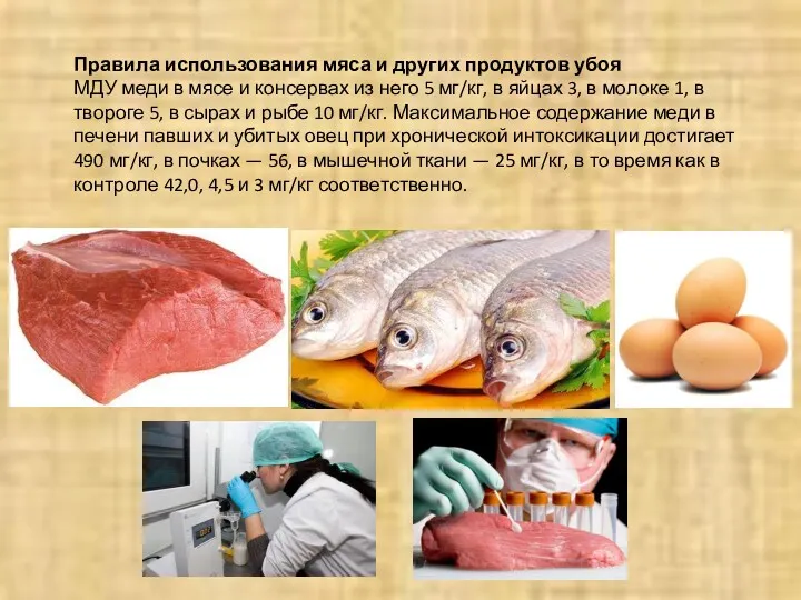 Правила использования мяса и других продуктов убоя МДУ меди в