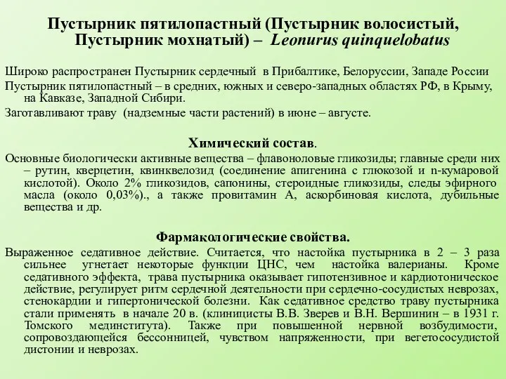 Пустырник пятилопастный (Пустырник волосистый, Пустырник мохнатый) – Leonurus quinquelobatus Широко