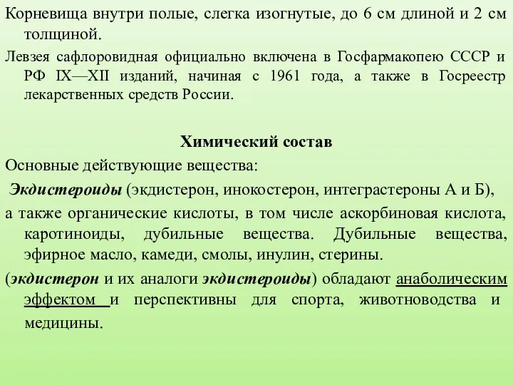 Корневища внутри полые, слегка изогнутые, до 6 см длиной и