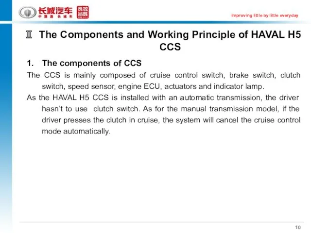 Ⅱ The Components and Working Principle of HAVAL H5 CCS