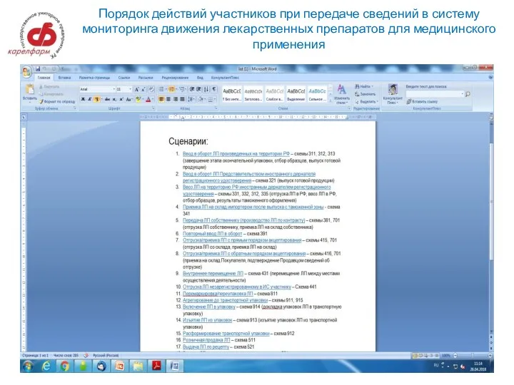 Порядок действий участников при передаче сведений в систему мониторинга движения лекарственных препаратов для медицинского применения