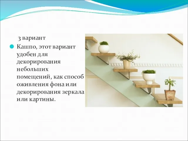 3 вариант Кашпо, этот вариант удобен для декорирования небольших помещений,