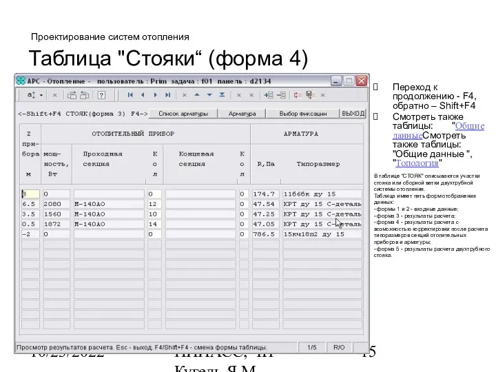 10/23/2022 НИИАСС, ЧП Кугель Я.М. Проектирование систем отопления Таблица "Стояки“