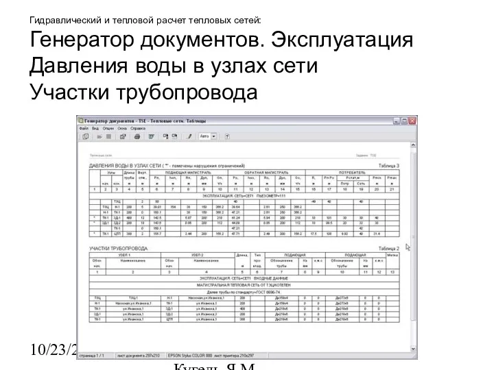 10/23/2022 НИИАСС, ЧП Кугель Я.М. Гидравлический и тепловой расчет тепловых