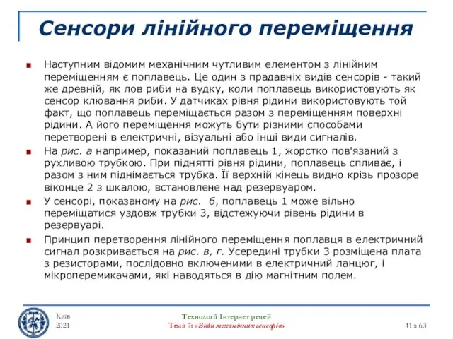 Сенсори лінійного переміщення Наступним відомим механічним чутливим елементом з лінійним