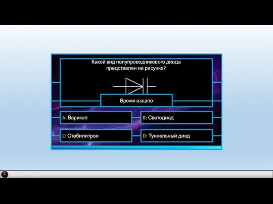 Какой вид полупроводникового диода представлен на рисунке? A: Варикап C: Стабилитрон B: Светодиод