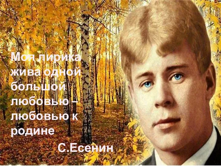 Моя лирика жива одной большой любовью – любовью к родине С.Есенин