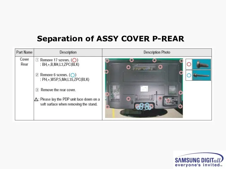 Separation of ASSY COVER P-REAR