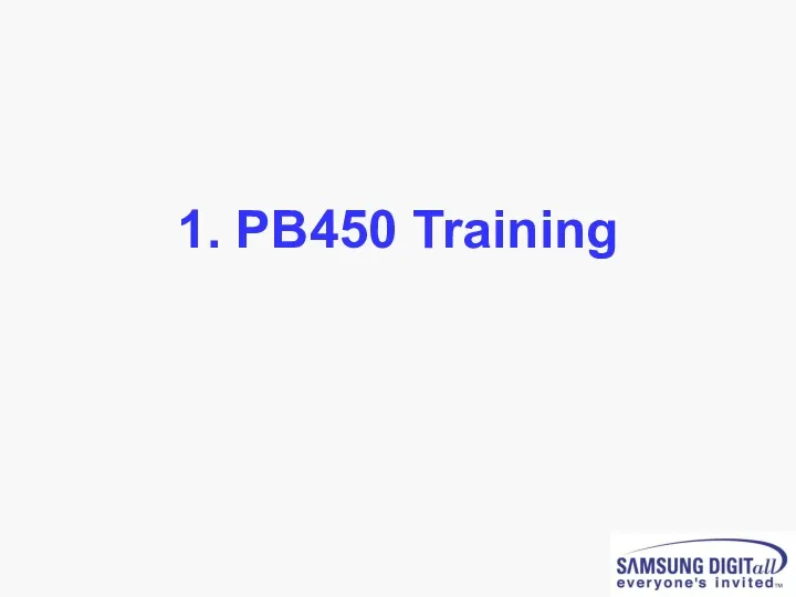 1. PB450 Training