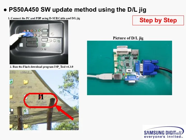 ● PS50A450 SW update method using the D/L jig D-SUB