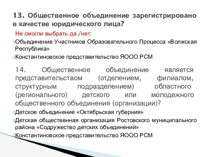 Не смогли выбрать да /нет: Объединение Участников Образовательного Процесса «Волжская