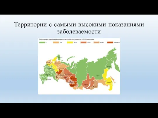 Территории с самыми высокими показаниями заболеваемости