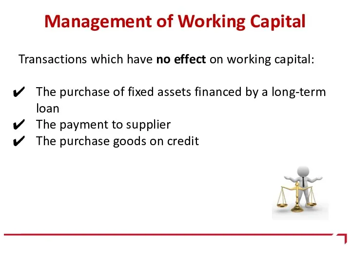 Transactions which have no effect on working capital: The purchase