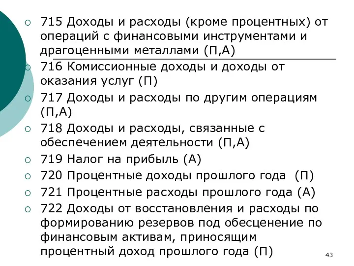 715 Доходы и расходы (кроме процентных) от операций с финансовыми