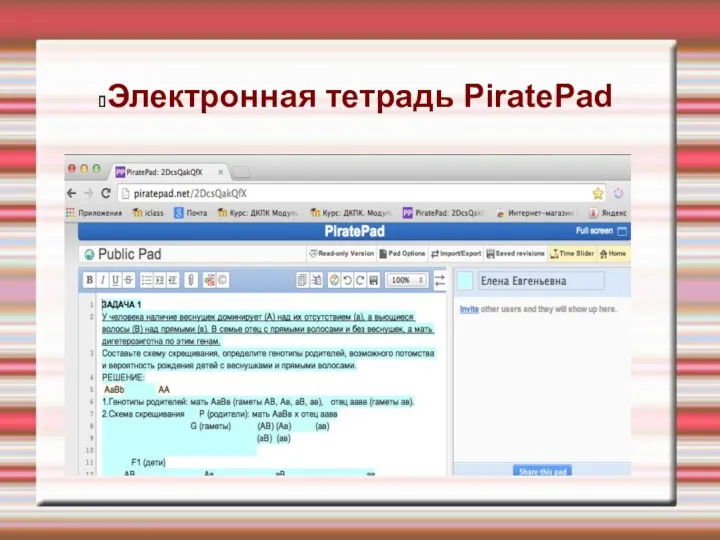 Электронная тетрадь PiratePad