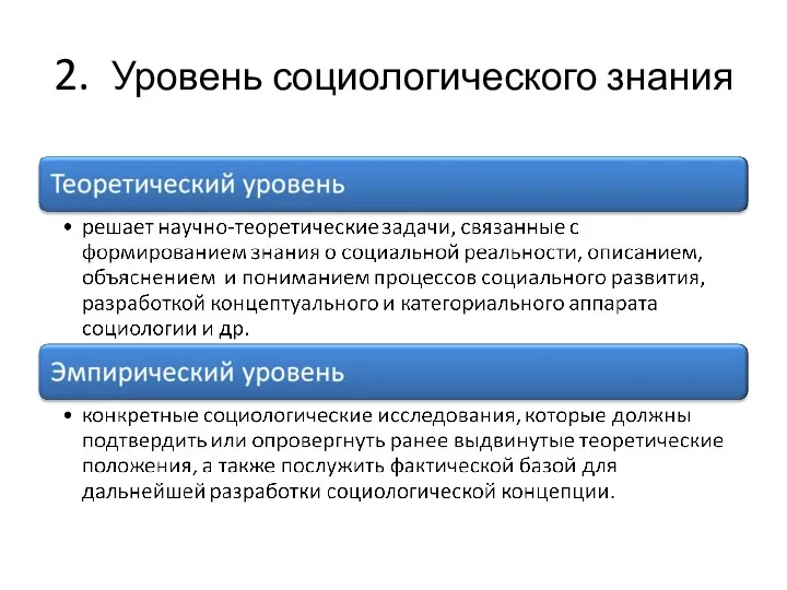 2. Уровень социологического знания