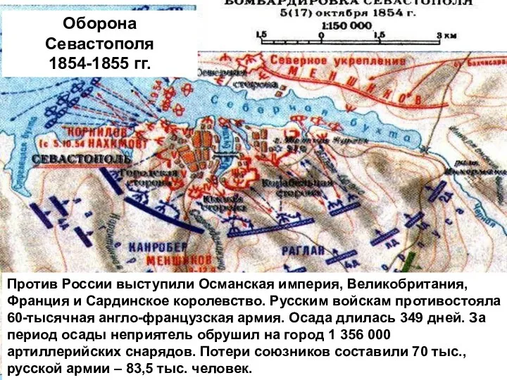 Против России выступили Османская империя, Великобритания, Франция и Сардинское королевство. Русским войскам противостояла