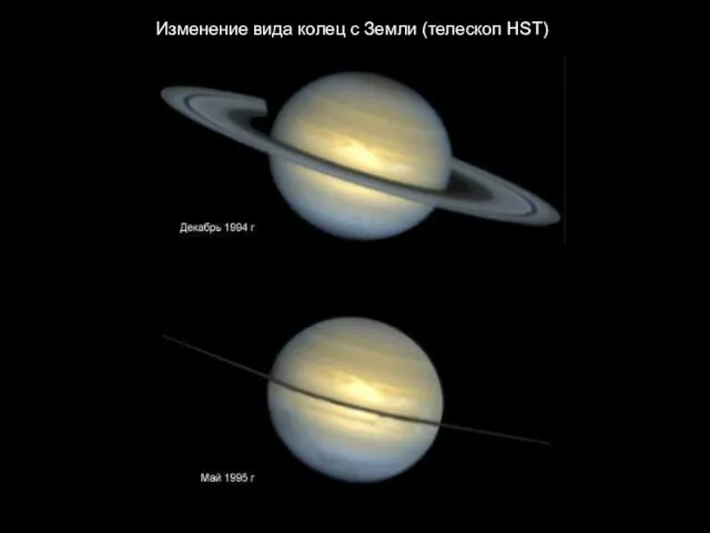 Изменение вида колец с Земли (телескоп HST)