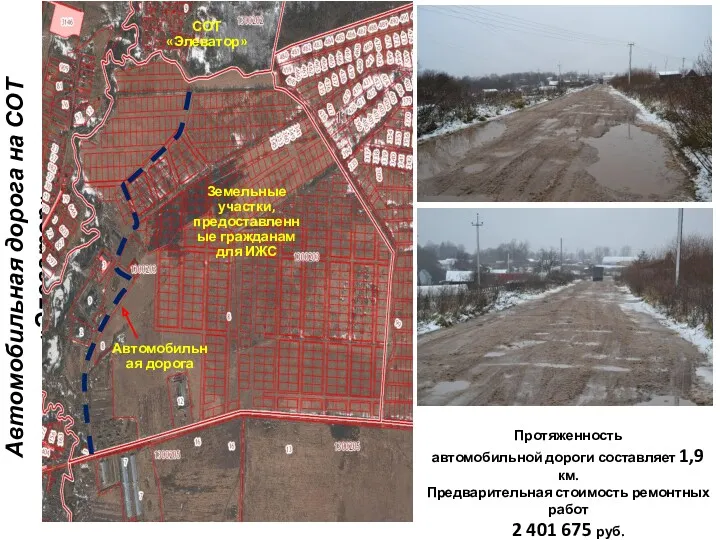 Автомобильная дорога на СОТ «Элеватор» Автомобильная дорога СОТ «Элеватор» Земельные