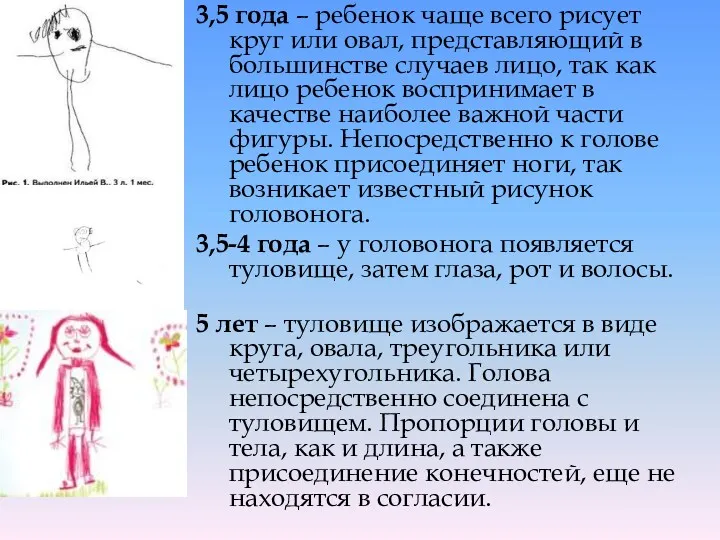 3,5 года – ребенок чаще всего рисует круг или овал,