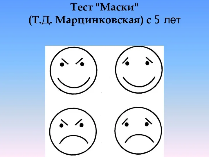 Тест "Маски" (Т.Д. Марцинковская) с 5 лет