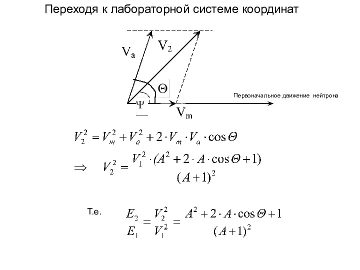 Переходя к лабораторной системе координат Т.е. Первоначальное движение нейтрона