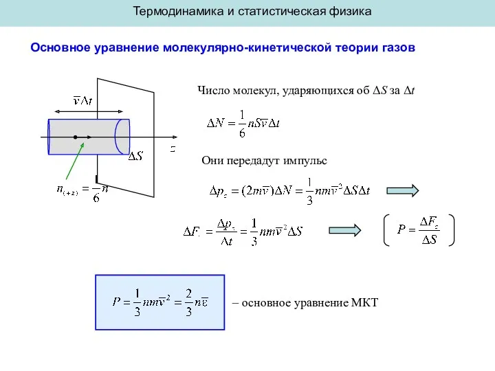 Термодинамика и статистическая физика Основное уравнение молекулярно-кинетической теории газов Число