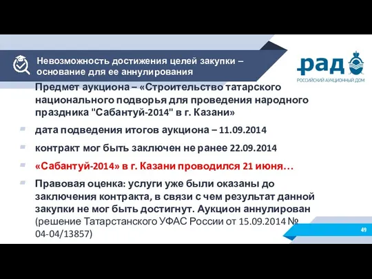 Невозможность достижения целей закупки – основание для ее аннулирования Предмет