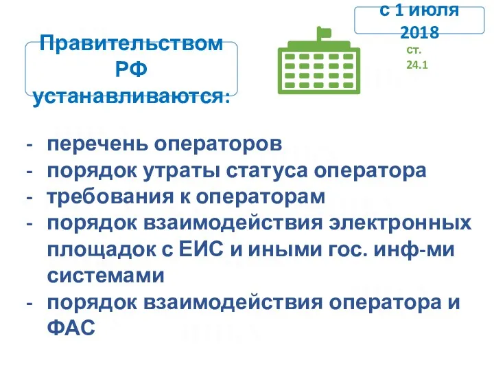 Правительством РФ устанавливаются: перечень операторов порядок утраты статуса оператора требования