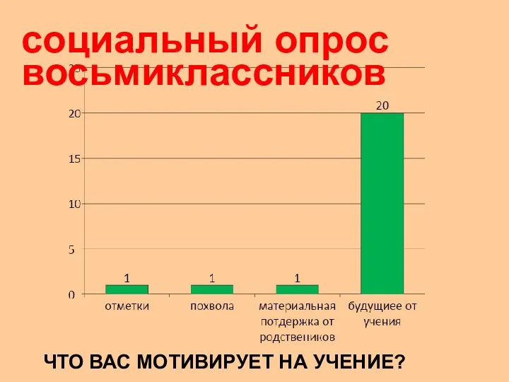 ЧТО ВАС МОТИВИРУЕТ НА УЧЕНИЕ? социальный опрос восьмиклассников