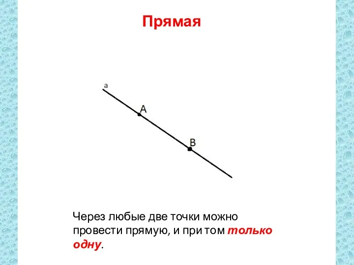 Прямая Через любые две точки можно провести прямую, и при том только одну.