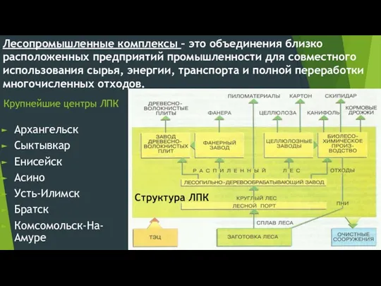 Лесопромышленные комплексы – это объединения близко расположенных предприятий промышленности для