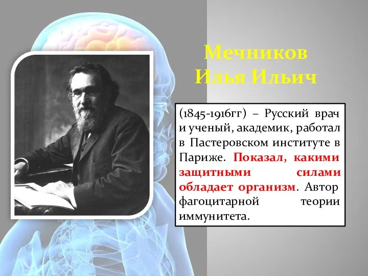 Мечников Илья Ильич (1845-1916гг) – Русский врач и ученый, академик,