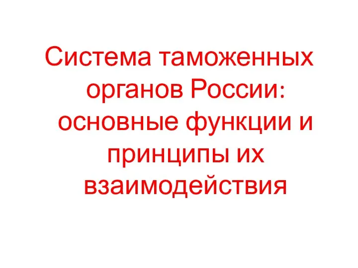 Система таможенных органов России: основные функции и принципы их взаимодействия