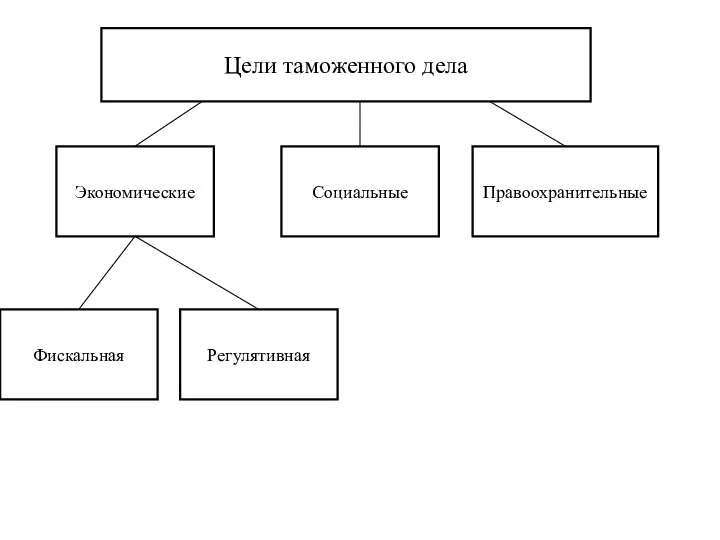 Социальные Экономические Правоохранительные Регулятивная Фискальная Цели таможенного дела