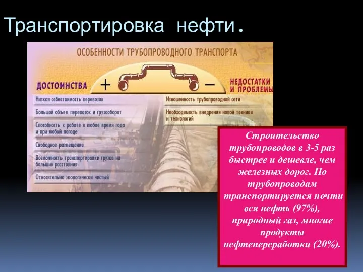 Транспортировка нефти. Строительство трубопроводов в 3-5 раз быстрее и дешевле,